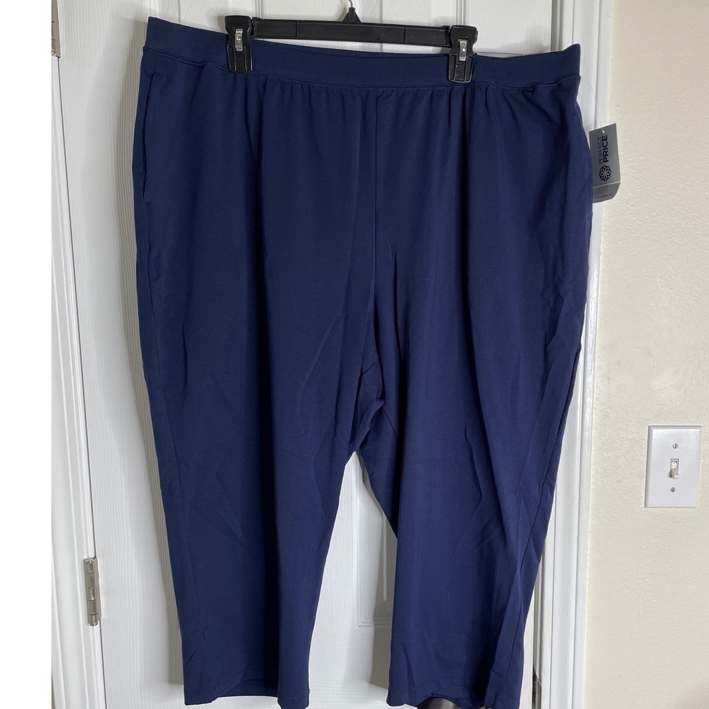 Catherines Suprema Collection Navy Blue Stretch  Cropped Pants 2X Women Plus
